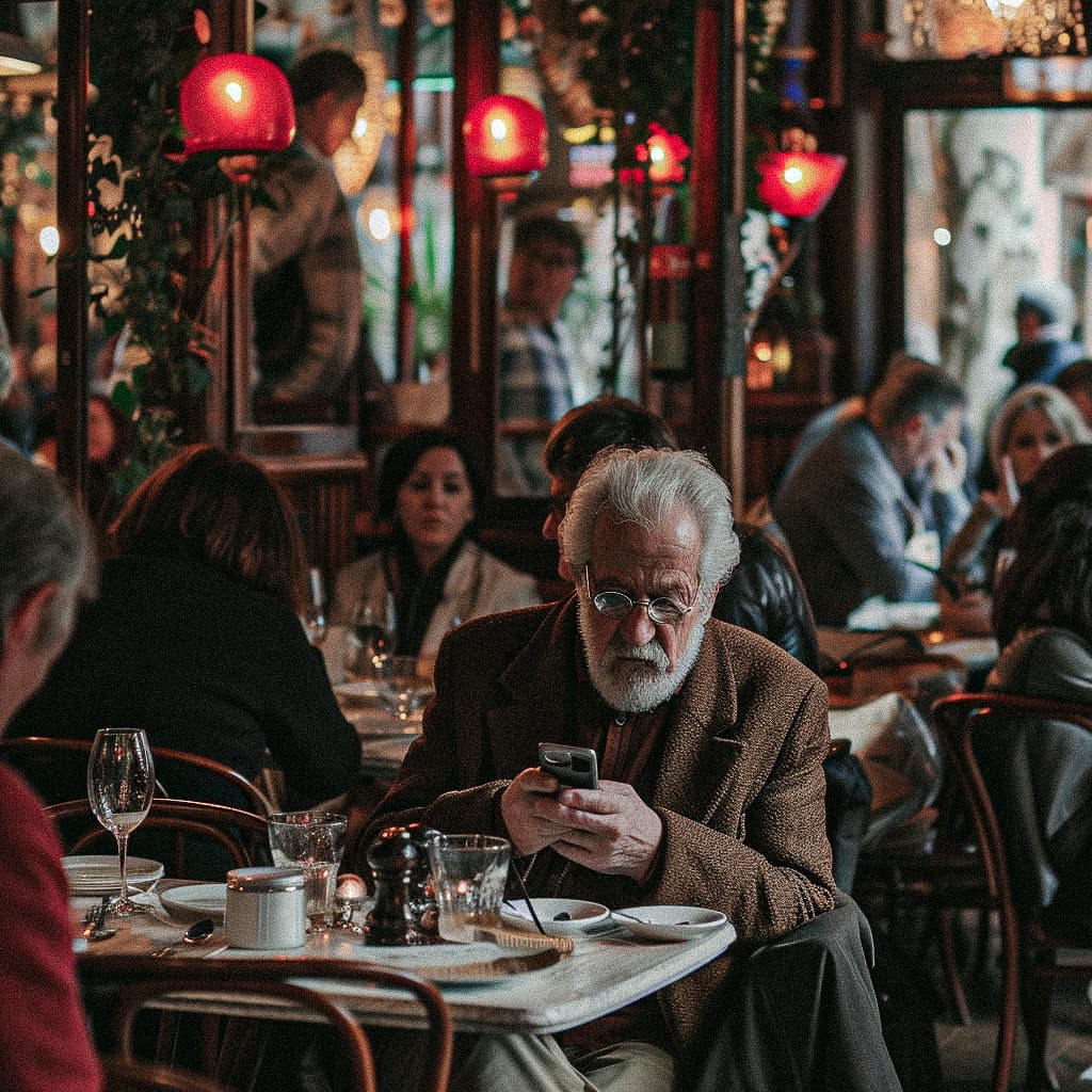 Man på restaurang