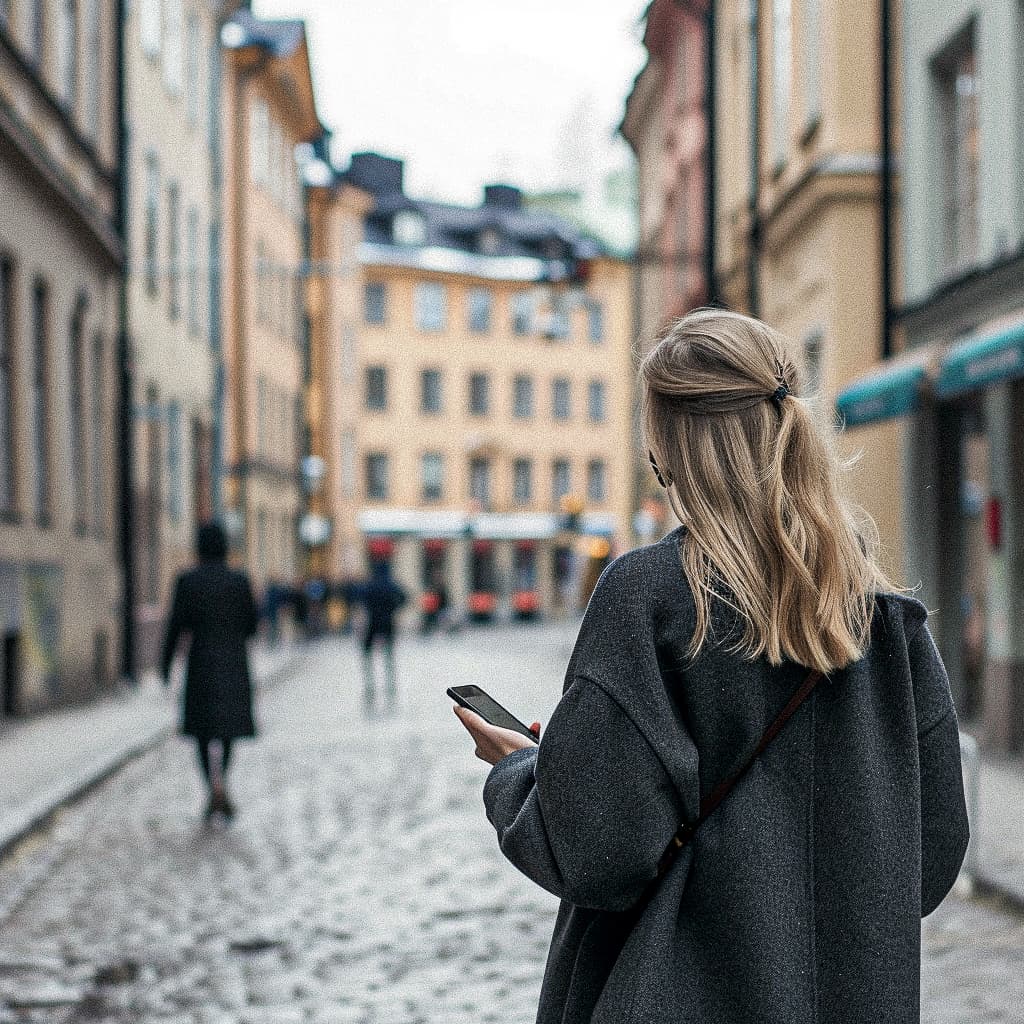 Tjej med telefon