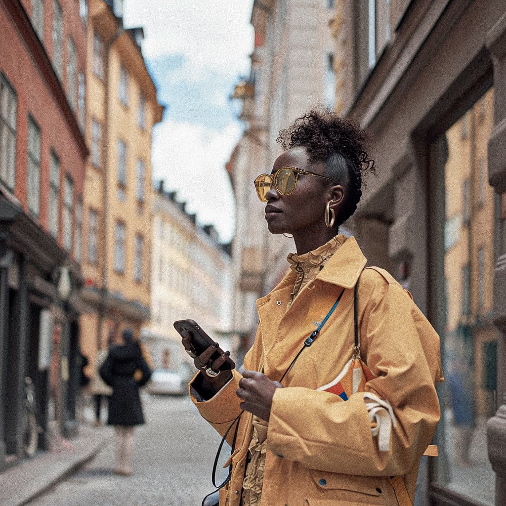 Tjej med telefon