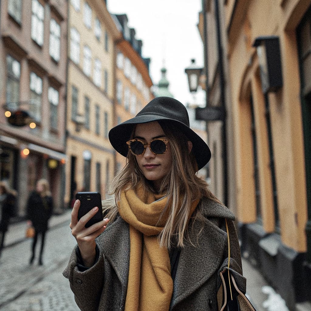 Tjej med telefon