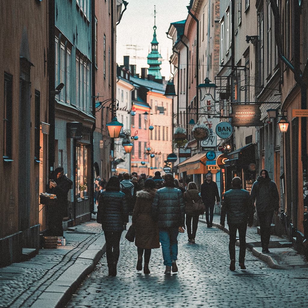 personer promenerar i stad